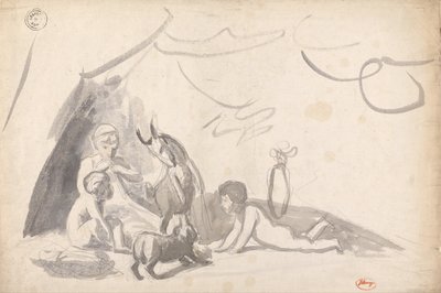 Kinder mit einer Ziege und einem Hund von George Romney
